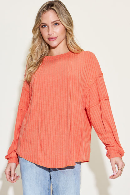 Camiseta básica de manga larga con cuello redondo y canalé de talla grande de Bae